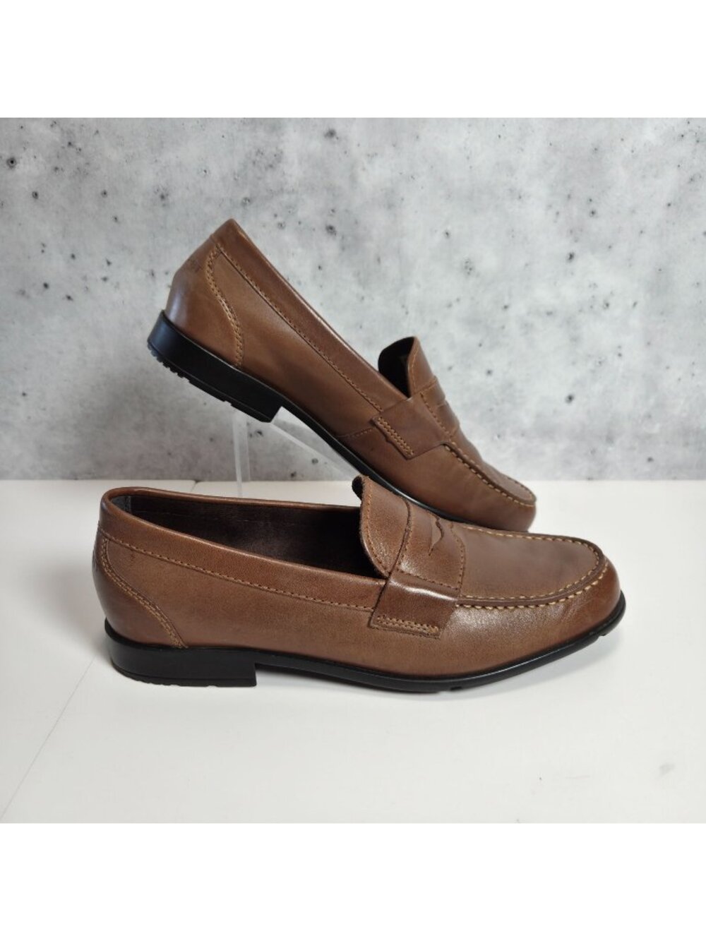 Rockport Mens Classic Penny Loafer Walkability Shoes 8.5M Brown Leather Upper